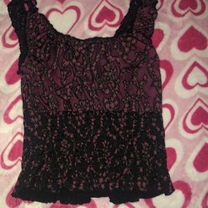 Black/Pink floral crop top